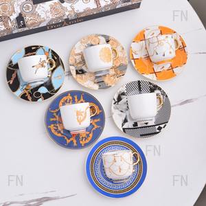 Ensemble de tasses et soucoupes à café turc de style européen, emballage en boîte cadeau, rétro, luxe léger, tasse à thé de l'après-midi, soucoupe, tasse - Product Image 4