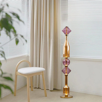 Plancher en verre de fer LED de luxe moderne petit cristal E27 hauteur réglable lumière blanche froide pour hôtel salon décoratif