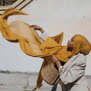 Solid Color Crepe Muslim Headdress Rayon Cotton Viscose Hijab Women Soft Travel Scarf Shawls For Ladies Girls