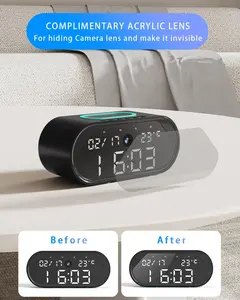 Custom Digital Wireless Charging With Alarm Clock Temperature Wireless Charger App Remote Camera