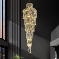 TYSON Luxueux Moderne Hôtel Lobby Décoration Long Pendentif Lumière Classique Salon Escaliers Doré Suspendus Lustres En Cristal