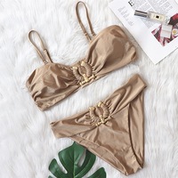 Hoogwaardig gemaakt bandeau split body high waist hollow badpak zeester sexy dames custom meisjes 2-delig bikiniset