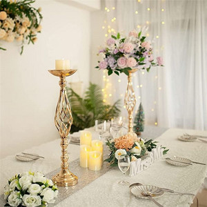 Soporte Candelabro Hueco <span class=keywords><strong>Dorado</strong></span> Guía de <span class=keywords><strong>Camino</strong></span> Florero de Metal <span class=keywords><strong>para</strong></span> Centros de <span class=keywords><strong>Mesa</strong></span> de Bodas Decoraciones de Boda - Product Image 5