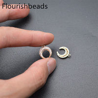 Style de mode sans Nickel Anti-décoloration plaqué or CZ Pave Moon croissant Charms pour la fabrication de bijoux, de bracelets et de colliers
