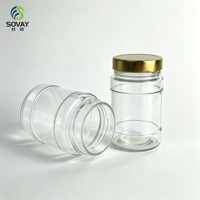 Pot alimentaire cylindrique en verre à double anse filetée, récipient transparent polyvalent pour la maison et la vente en gros commerciale