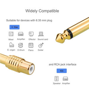Adaptateur Audio 6.35mm vers RCA, prise en cuivre pour mixeur, amplificateur, guitare, piano, batterie électronique, carte son, haut-parleur - Product Image 1