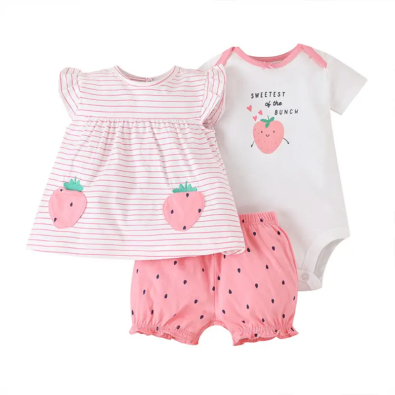 4600 Summer newborn baby cotton clothes set romper+ pants 3pcs Infant boy girl short Sleeve jumpsuit clothing outfits suit