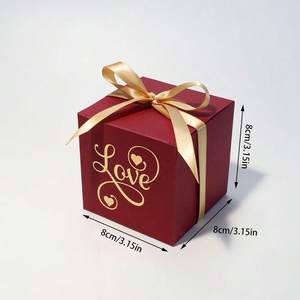 Boîtes à dragées de mariage personnalisées de petite taille, emballage en papier pour cadeaux de bonbons sucrés, emballage cadeau, laminage mat, gaufrage, type dossier plié - Product Image 4
