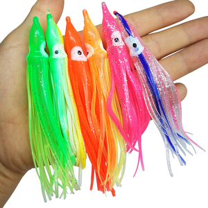 Glow Soft Plastic Octopus Squid Skirt Fishing Lures Hoochies Trolling Saltwater Soft Fishing Lures Set for Bass Salmon Trout