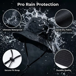 Chapeau Bob en Nylon Imperméable à Séchage Rapide avec Sangle Mentonnière Réglable pour Pêche, Randonnée, Protection Contre la Pluie, Unisexe - Product Image 4