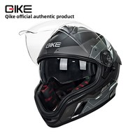 Casco Moto Qike con Doppia Visiera in ABS, Certificato 3C, Approvato ECE, Spoiler Grande, Protezione Integrale Invernale, Sicuro e Alla Moda per Uomini
