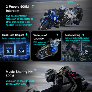 Mejor intercomunicador de motocicleta para múltiples pilotos con 500m compartiendo música moto casco intercomunicador malla - Product Image 4