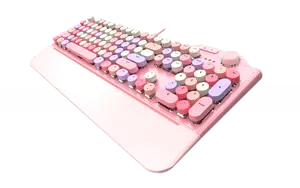 GEEZER keyboard gaming bercahaya, keyboard kabel mekanis dan sandaran tangan dapat dilepas