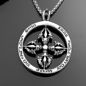 Men's Stainless Steel <b>Cross</b> Vajra Pendant Necklace Geometric Design Everyday Wear - Product Image 3