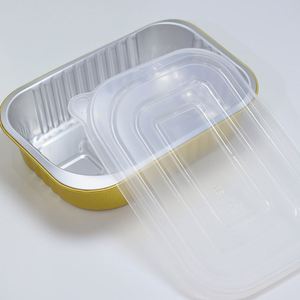 Wholesale Disposable Gold Color Lunch Box with Recycled Aluminum <b>Foil</b> and PP Plastic Lid Takeaway <b>Foil</b> <b>Containers</b> - Product Image 3