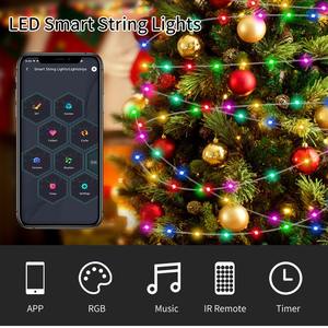 Guirlandes lumineuses LED RGB intelligentes pour l'intérieur/l'extérieur, imperméables, pour Noël, musique, USB/WiFi, télécommande, application, guirlandes lumineuses féériques pour le jardin - Product Image 2