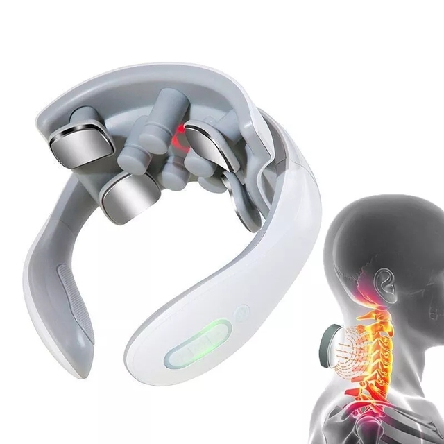Intelligent Tens Pulse Neck Massager with Heat Cordless  Neck Massager for Pain Relief Deep Tissue