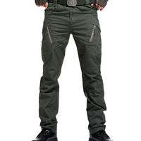 Pantalon cargo tactique pour homme, coupe droite, multi-poches, polyester et coton, poids moyen, fermeture éclair, décontracté, pour le travail en extérieur