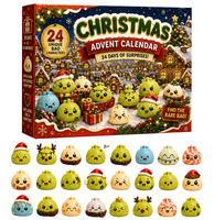 Calendrier de l'Avent de Noël avec diverses boulettes de Noël, jouet anti-stress TPR souple à presser, 24 surprises de Noël, 24 pièces