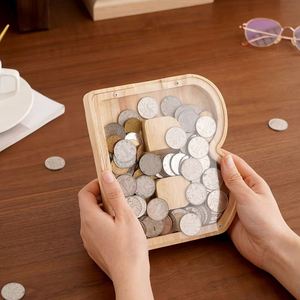 Hucha de madera con 26 letras del alfabeto, adorno de escritorio para ahorrar monedas, decoración del hogar para niños - Product Image 2