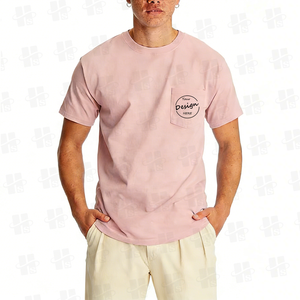 Camisetas de Manga Curta 100% Algodão com Design Personalizado para Atacado, Moda Masculina com Bolso Frontal - Product Image 3