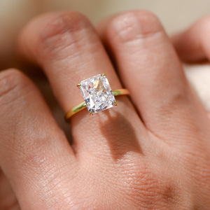 Collection de haute couture exquise SPJ, anneaux en argent sterling 925 avec zircone 5A de 4 carats 8*10 mm pour femmes, fiançailles - Product Image 1