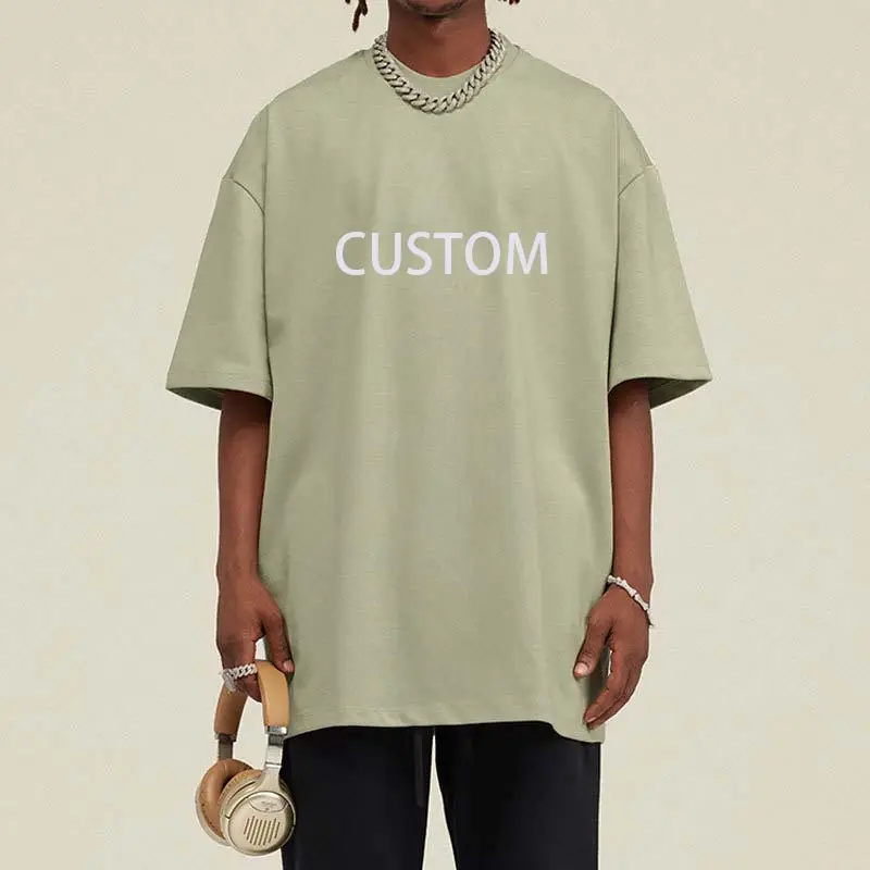 Personalizable Drop hombro hombres camiseta Streetwear en blanco 100% algodón boxy camiseta de gran tamaño