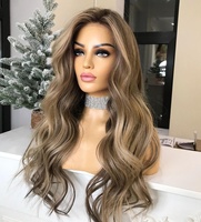 Pelucas de Cabello Humano Virgen Europeo con Doble Trama, Color Rubio Ceniza, Ondulado, Cutícula Alineada, HD, Encaje Completo