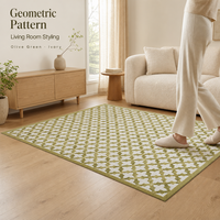 Tapis Marocain à Motif Géométrique en Polyester Tufté à la Main Tapis Vert Clair d'Inspiration Vintage pour Salon Chambre à Coucher