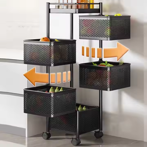مطبخ تخزين عمودي دوار مربع متعدد الطبقات سلة فواكه وخضروات متحركة إطار دفع لوازم المطبخ - Product Image 2