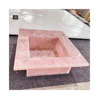 Vasque de Lavabo en Cristal Rose Naturel Quartz Rose pour Décoration de Salle de Bain