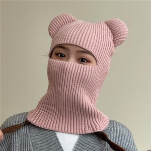 Pasamontañas de punto para mujer con orejas de oso, de fibra acrílica, a prueba de viento, gorro de invierno para ciclismo y uso al aire libre - Product Image 4