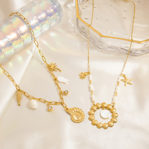 Collar de Estrella Serie Océano, Aleación de Zinc, Chapado en Oro de 18K, Cadena para Clavícula, Joyería de Fiesta, Diseño Versátil y Moderno - Product Image 3