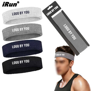 ผ้าคาดศีรษะแบบมีโลโก้ปักเอง IRun ระบายอากาศได้ดี ซับเหงื่อ ผ้าเทอร์รี่สำหรับเล่นกีฬา ผ้าฝ้าย สำหรับวิ่ง เทนนิส - Product Image 1