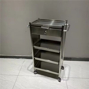 Carrito de peluquería de acero inoxidable, especial para salón de belleza, herramientas de peluquería para teñir, permanentes y extensiones de cabello. - Product Image 2