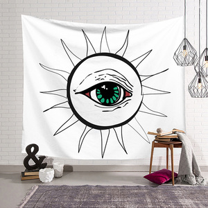 Tapiz de pared personalizado de tela de poliéster psicodélico bohemio con diseño de cartas del <span class=keywords><strong>Tarot</strong></span> Sol Luna Plantas Nymph - Product Image 2
