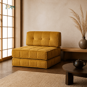 Sofá sin Brazos de Corduroy, de Una Plaza, Acolchado, de Dos Niveles, de Perfil Bajo, Estilo Boxy, Tapizado, para Vestíbulo de Hotel, Sala de Exposiciones, Villa, Sala de Estar - Product Image 3