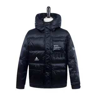 Benutzer definierte Herren Logo Designer Winter Warm Bubble Down Schwarz Outdoor Puffer Jacke Mantel Für Männer Mit Hoodie Füllung In 90 Duck Down