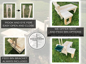 Supporto per Mungitura <span class=keywords><strong>Capre</strong></span> Nano Rugged Cross Creations - Supporto per Taglio Zoccoli <span class=keywords><strong>Capre</strong></span> con Contenitore per Mangime - Product Image 6