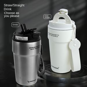 Taza termo de alto valor, revestimiento de cerámica, taza de café portátil para niñas y niños, para coche, oficina, hogar, con pajita Industrial - Product Image 4