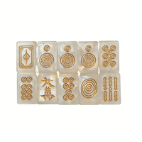 Jeu de Mahjong de Luxe en Nacre Peint à la Main avec Encre Dorée, Couleurs Personnalisées, Tuiles de Mahjong Américaines en Nacre