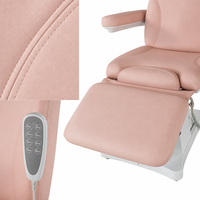 Fauteuil de soin esthétique électrique rose poudré avec repose-jambes, télécommande, inclinable et réglable en hauteur, pour examen gynécologique, salon et clinique