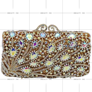 Women Luxurious Peacock Tail Rhinestones Evening <b>Bag</b> Dazzling Crystal <b>Clutch</b> Purse for <b>Wedding</b> Night Out Party Detachable Chain - Product Image 6