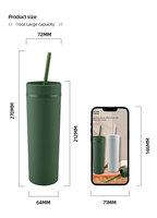 Logo personnalisé Tasses à café réutilisables Boissons Gobelet maigre en acrylique à double paroi 16oz Gobelet en plastique avec paille