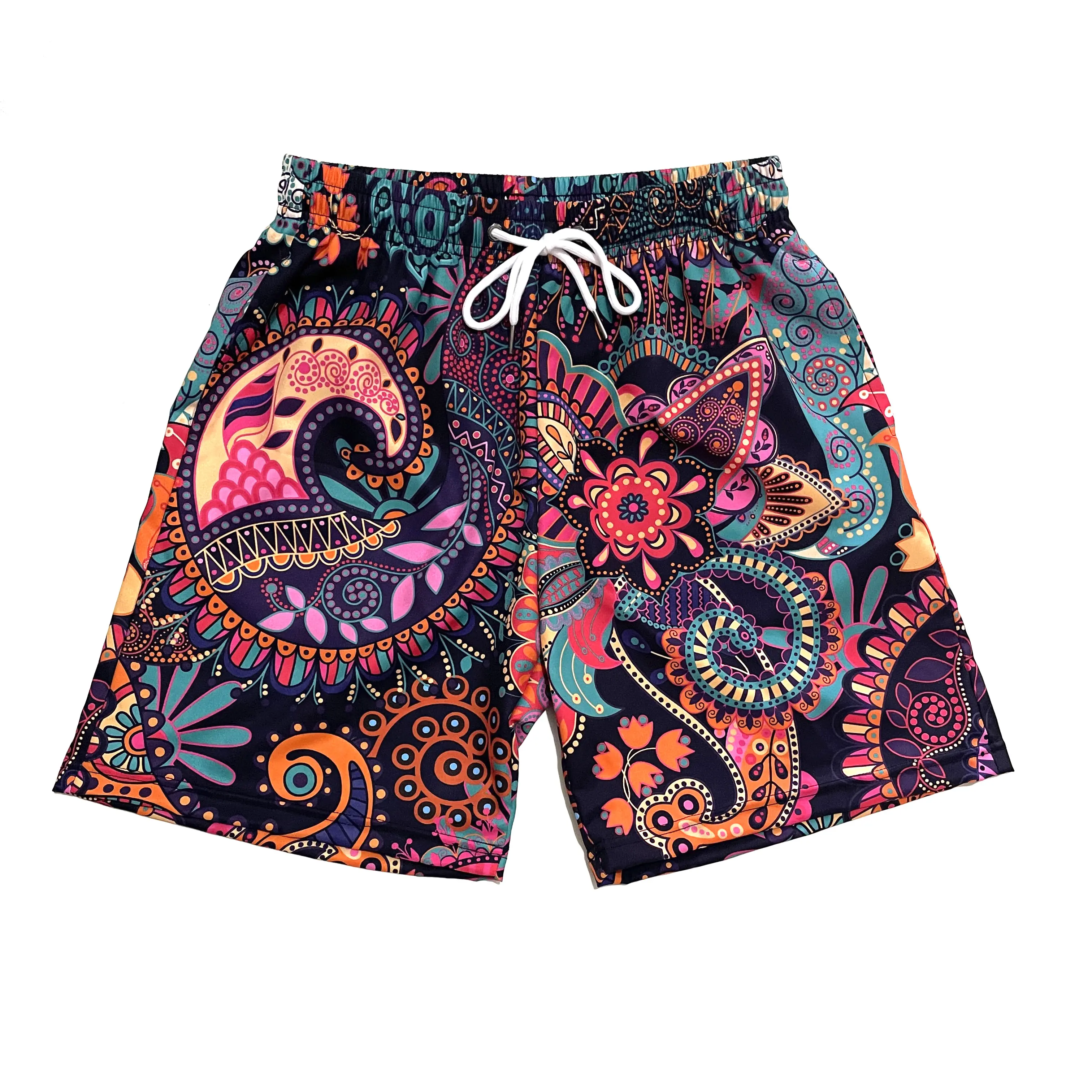 Designer mens summer elastic leisure outdoor african print shorts casual beach swimwear board swim custom paisley bandana shorts