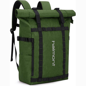 Free Sample Factory Made Black <b>Recycled</b> Rpet Roll Top <b>Backpack</b> Fashion Roll up Travel <b>Backpack</b> Daypack - Product Image 6