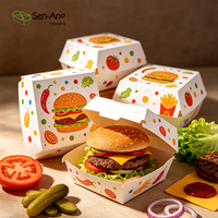 Scatole Pieghevoli Personalizzate per Hamburger, Confezioni in Carta Kraft Resistente al Grasso per Asporto, Forniture OEM per Imballaggio Alimentare