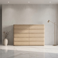 Commode SLS à 10 tiroirs, finition bois clair, avec système d'ouverture par pression, meuble de rangement moderne pour salon, chambre et zone TV