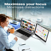 Moniteur d'ordinateur portable, extension d'écran double 14 pouces 1080P FHD pour ordinateur portable, Plug and Play, pour Windows, Mac, Chrome, Android