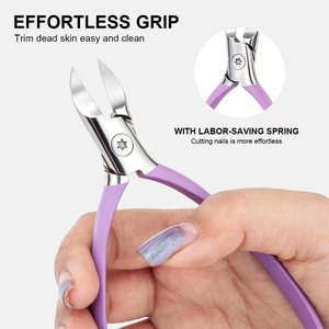 卸売カスタムカラーロゴ入りマニキュアネイルニッパー ステンレス製甘皮切り/爪切り 厚い爪/巻き爪/死んだ皮膚除去カッター - Product Image 3